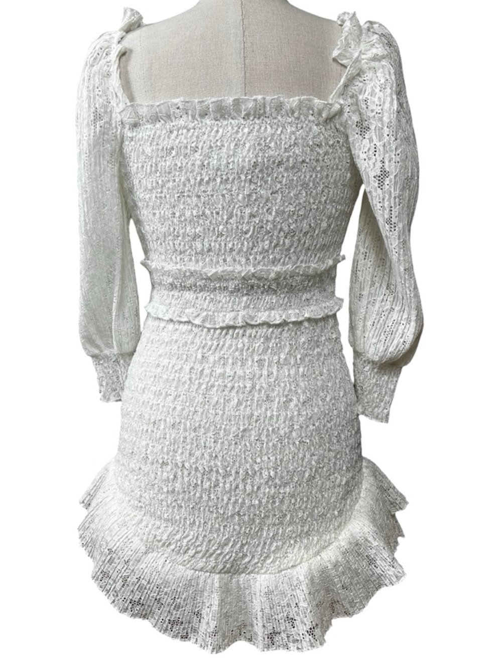 Saylor Gal Ruffle Lace Mini Dress in White Size Medium Bridal Boho - Picture 3 of 6